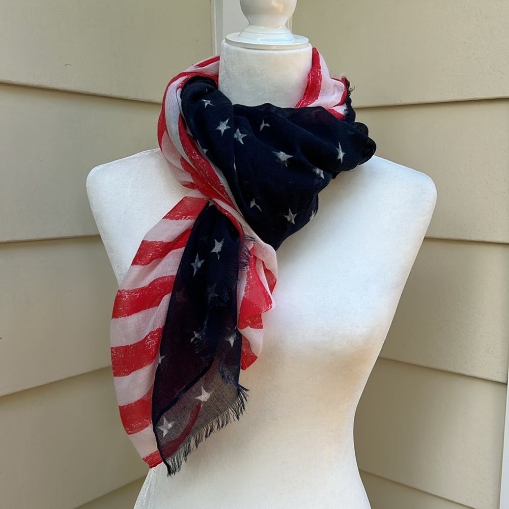 American Flag Stars and Stripes Patriotic Lightweight Scarf Wrap USA Parade